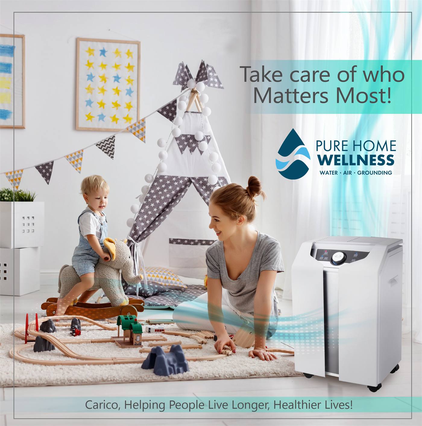 Family relaxing in a clean, comfortable living room