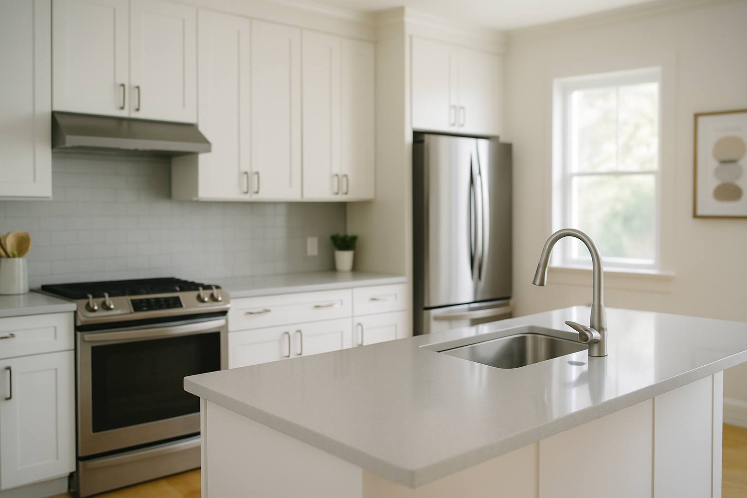 Clean modern kitchen sink representing better home water