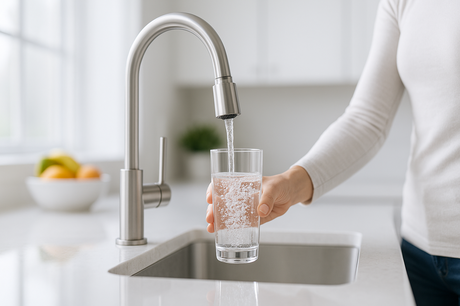 Clean filtered water in a modern kitchen